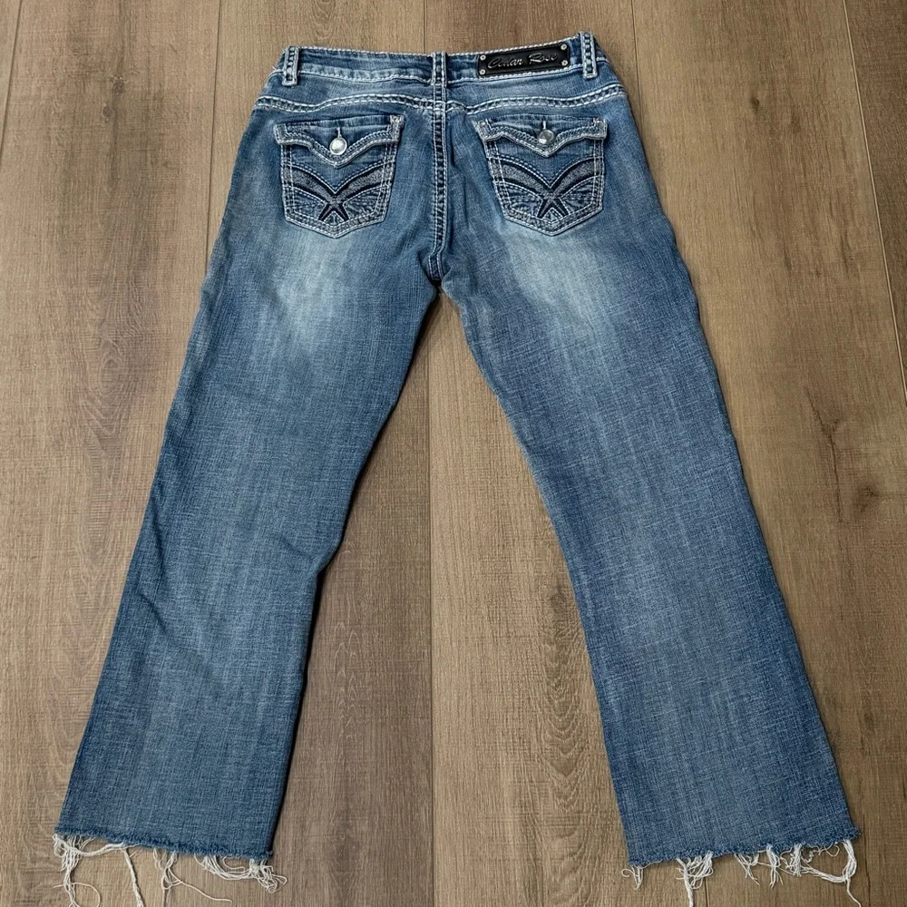 Cedar Rose‎ Cow Girl Jeans HZ5126 Women 29x24 Blue Bling Distressed Cut Offs - Picture 4 of 10